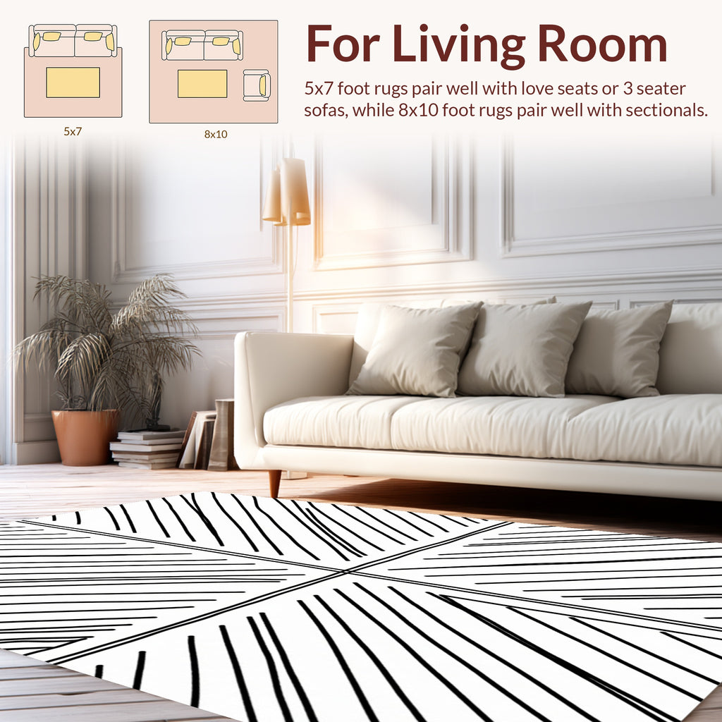 Abstract Black White Diagonal Lines Rug
