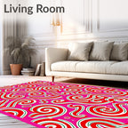 Pink Swirls Candy Cane Stripes Rug