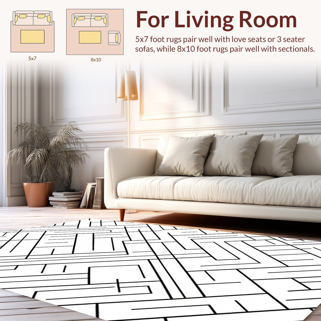 Abstract Interlocking Lines Geometric Design Rug