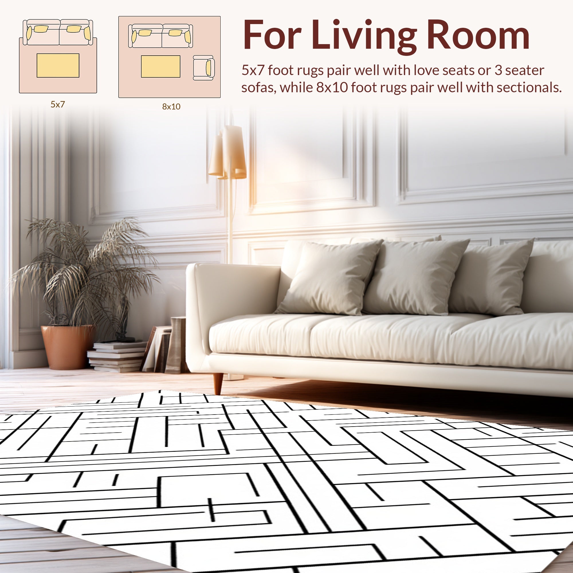 Abstract Interlocking Lines Geometric Design Rug