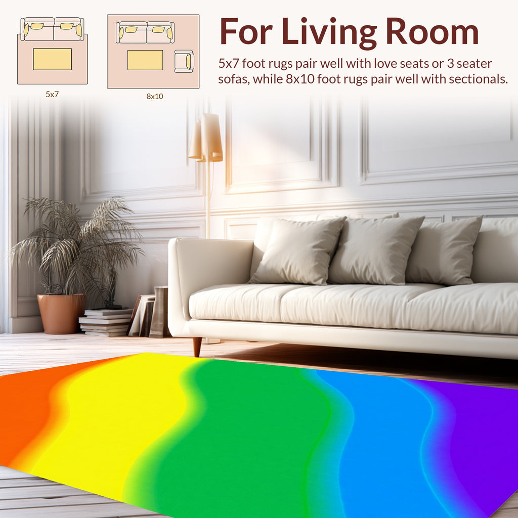Rainbow Wave Colorful Abstract Design Rug