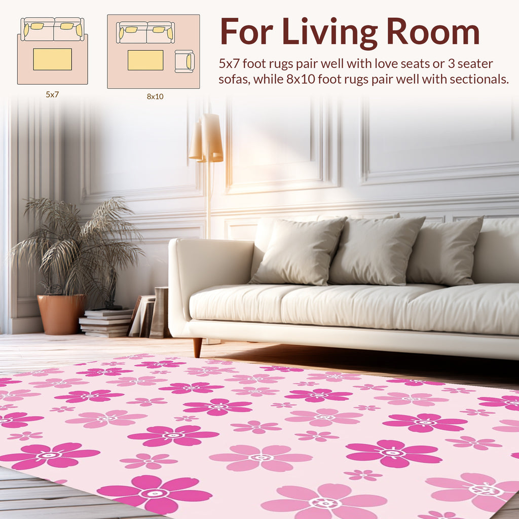 Pink Floral Pattern Rug