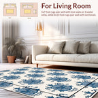 Blue Floral Damask Pattern Rug