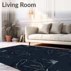 Dark Abstract Floral Sketch Design Rug