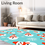 Cheerful Snowmen Winter Holiday Icons Rug