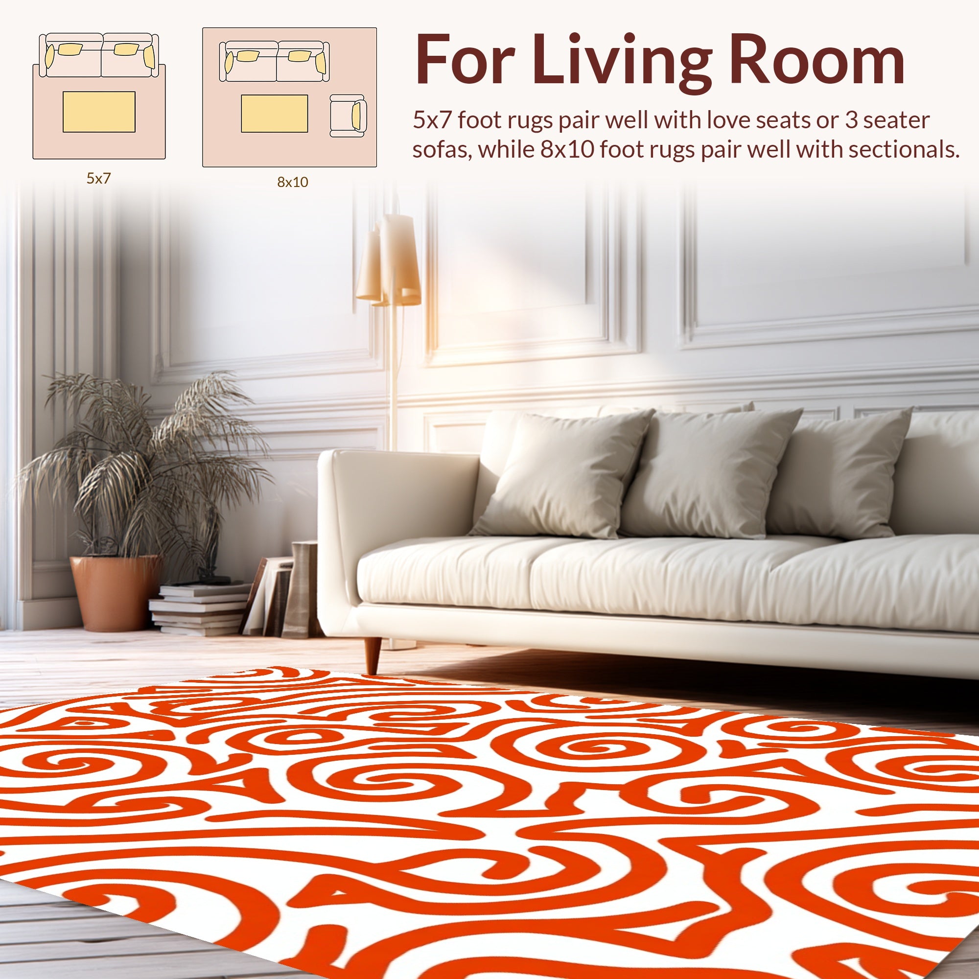 Bold Orange Swirl Abstract Pattern Rug