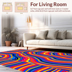 Vibrant Abstract Wavy Stripe Design Rug