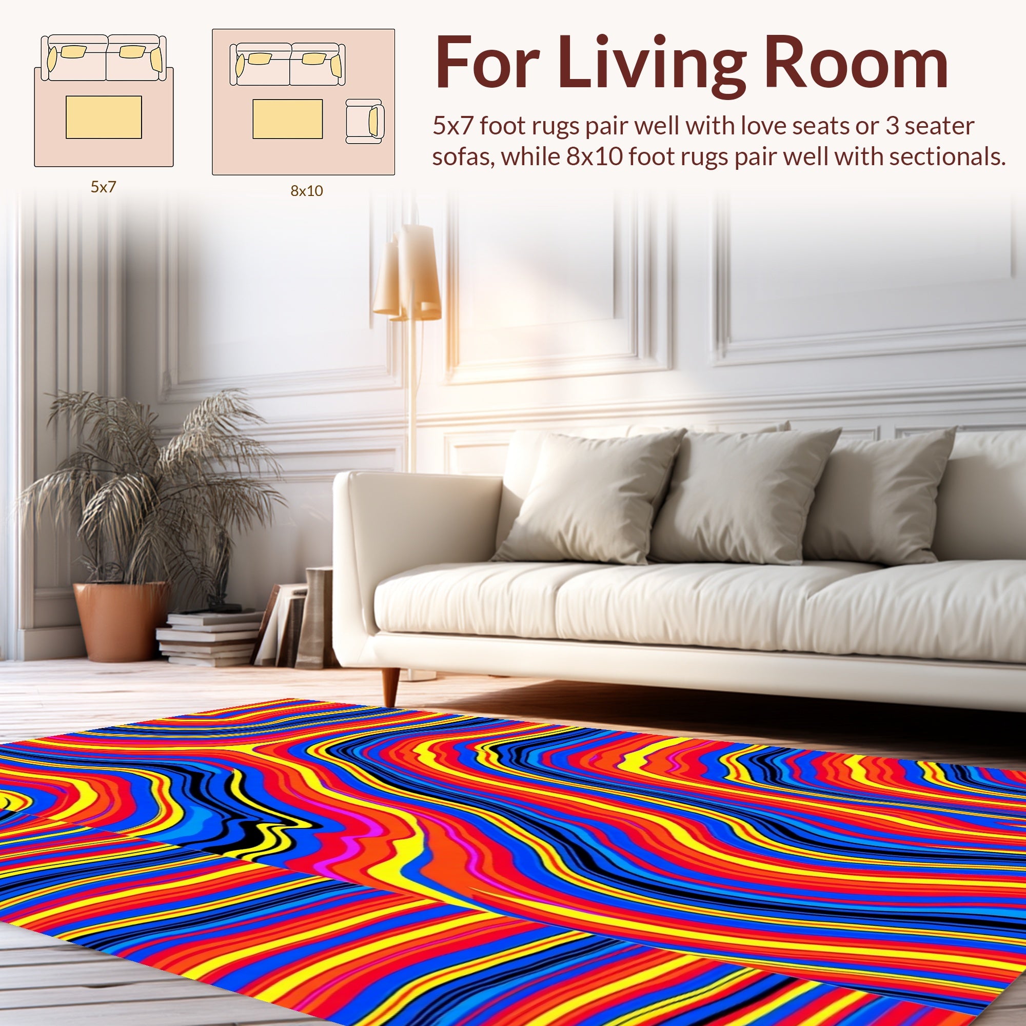 Vibrant Abstract Wavy Stripe Design Rug
