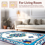 Ornate Floral Medallion Blue Tan Rug