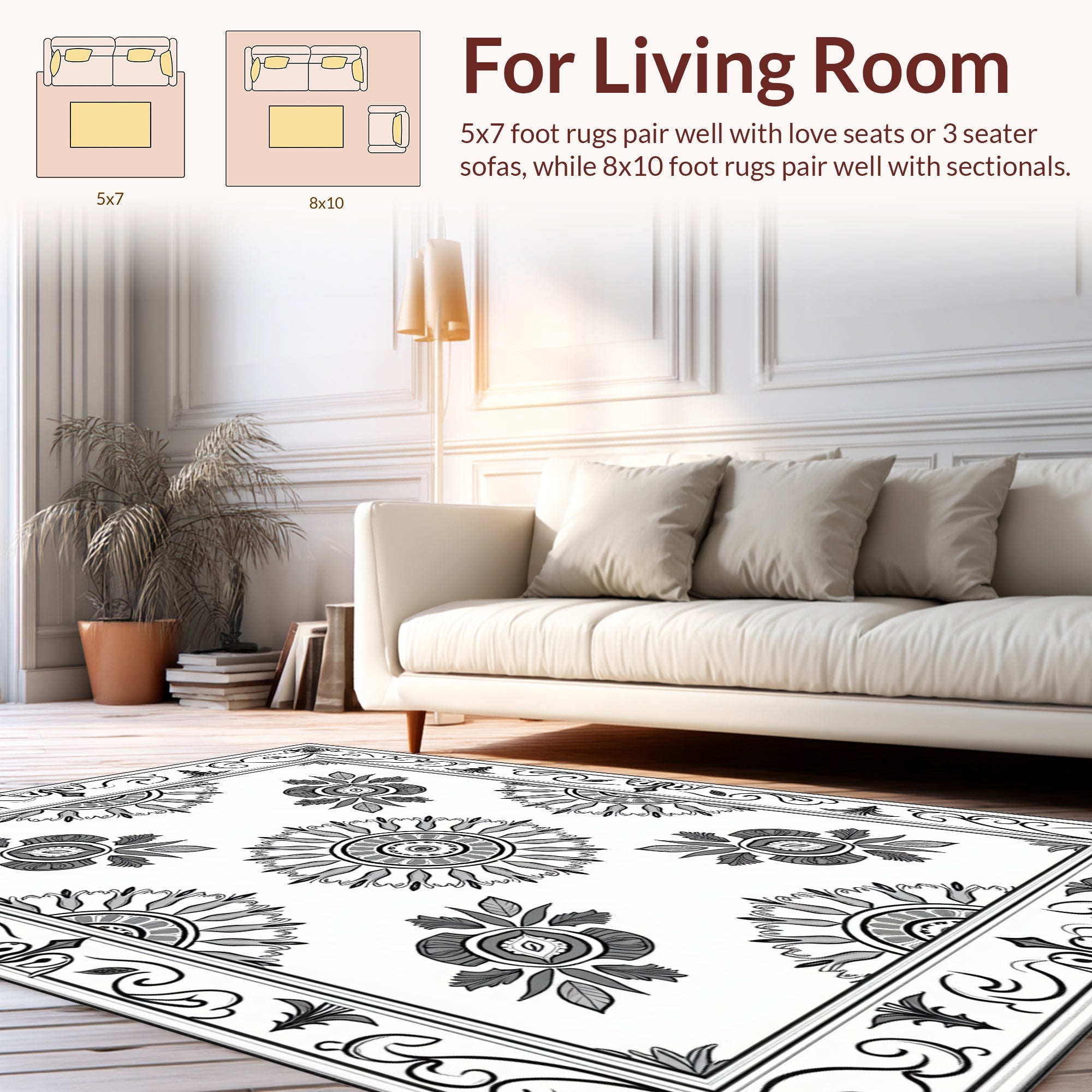 Floral Sunburst Mandala Pattern Design Rug
