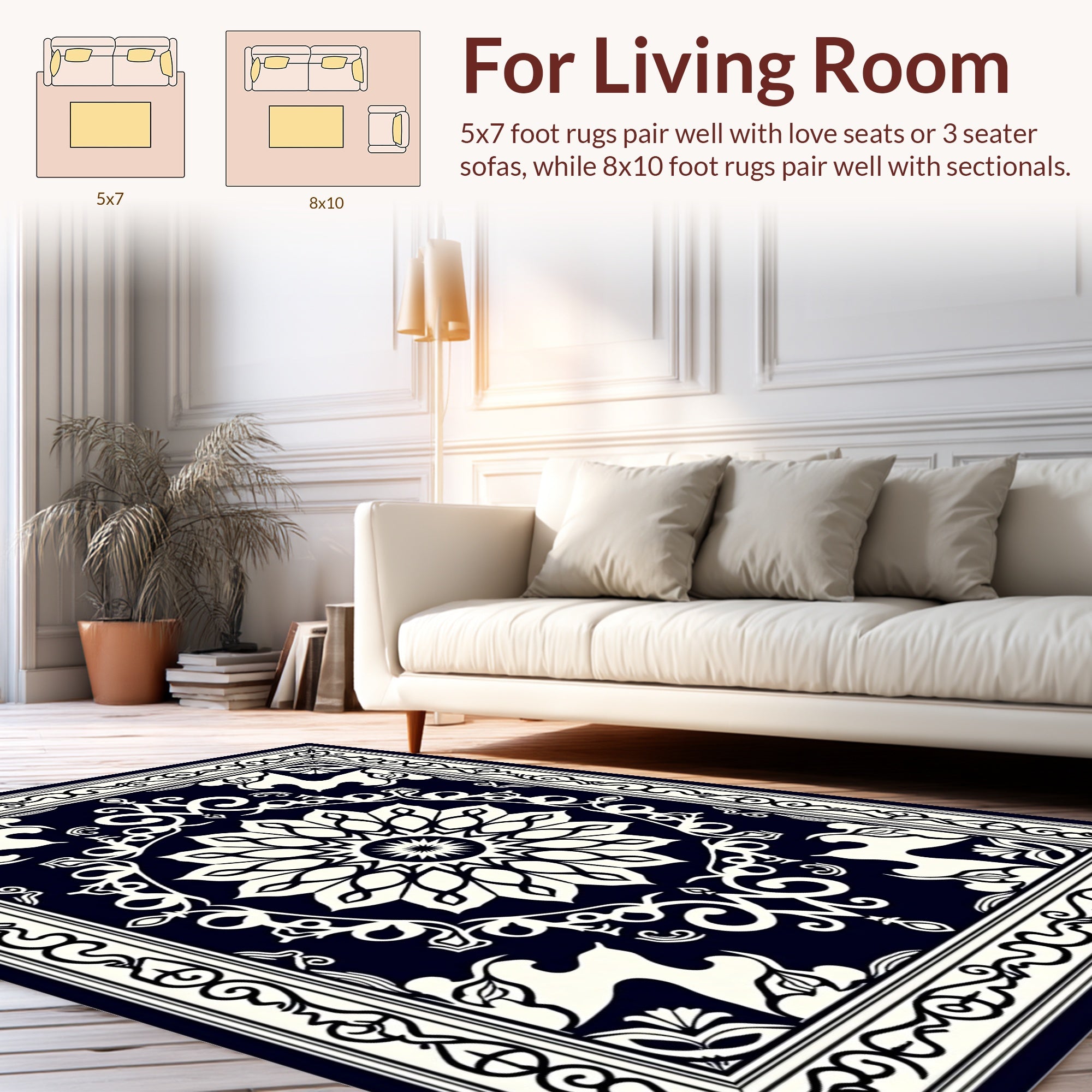 Classic Floral Scrollwork Symmetry Rug