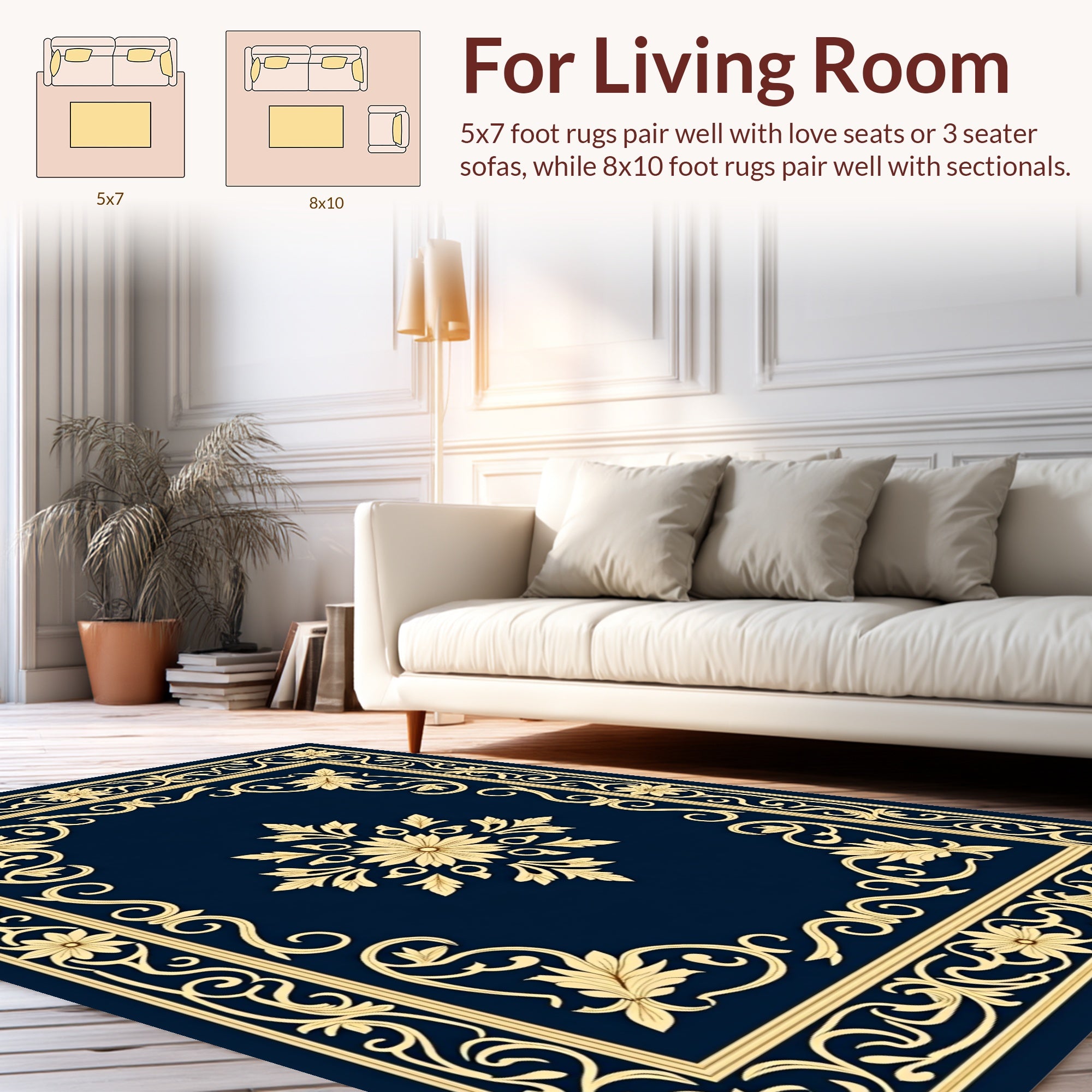Ornate Floral Scrollwork Classic Design Rug