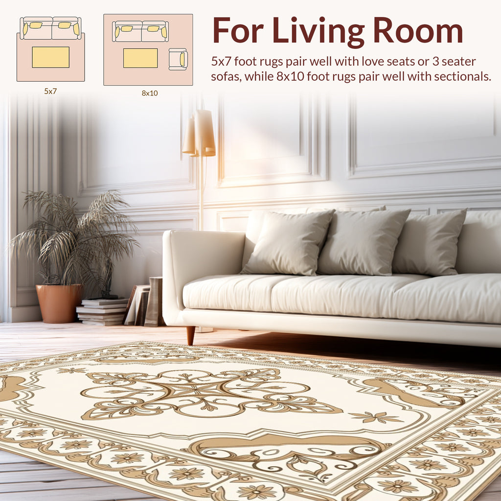 Ornate Floral Scrollwork Antique Style Pattern Rug