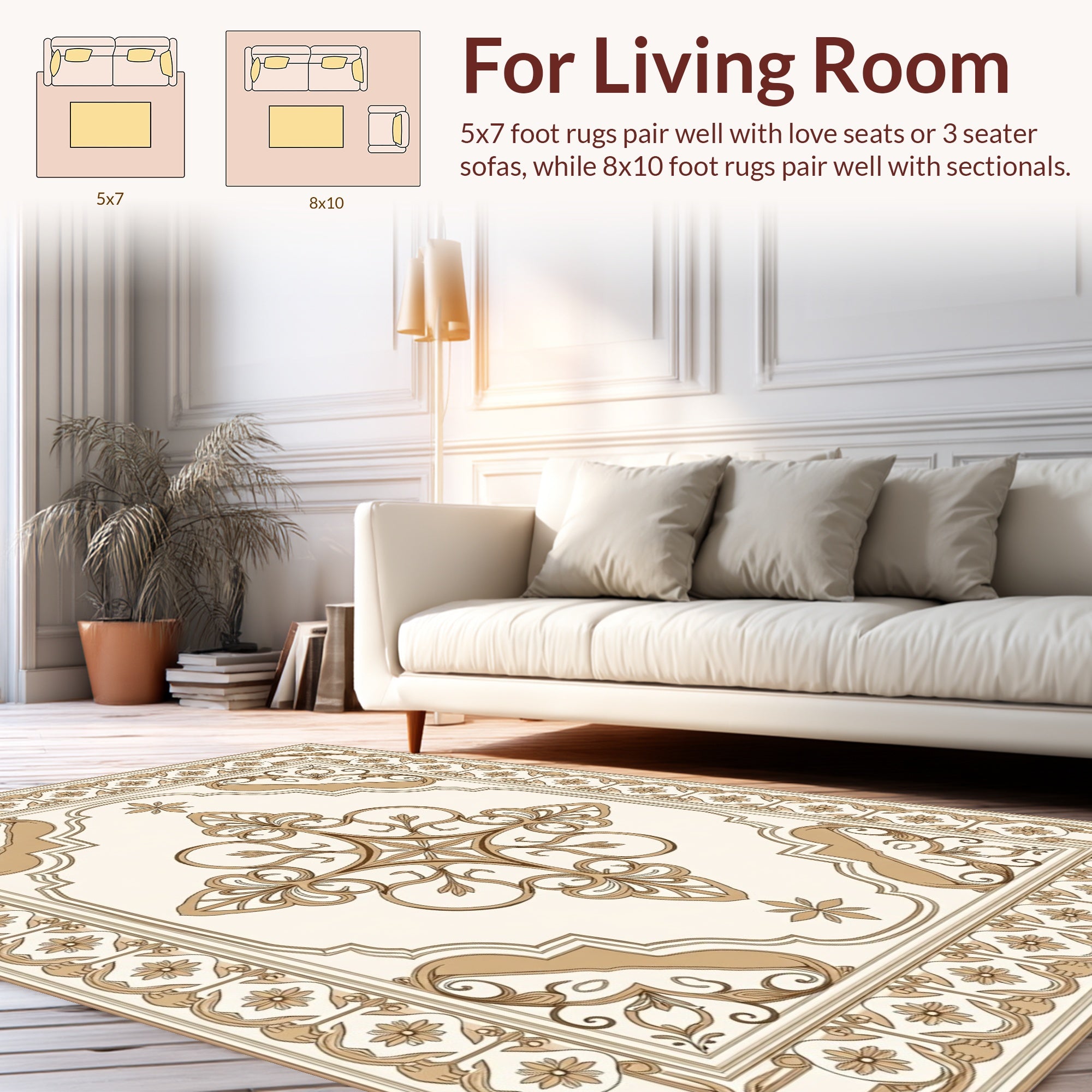 Ornate Floral Scrollwork Antique Style Pattern Rug