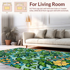 Emerald Leaves With Yellow Flowers Rug