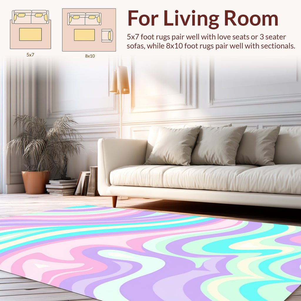 Pastel Swirl Patterned Design Rug