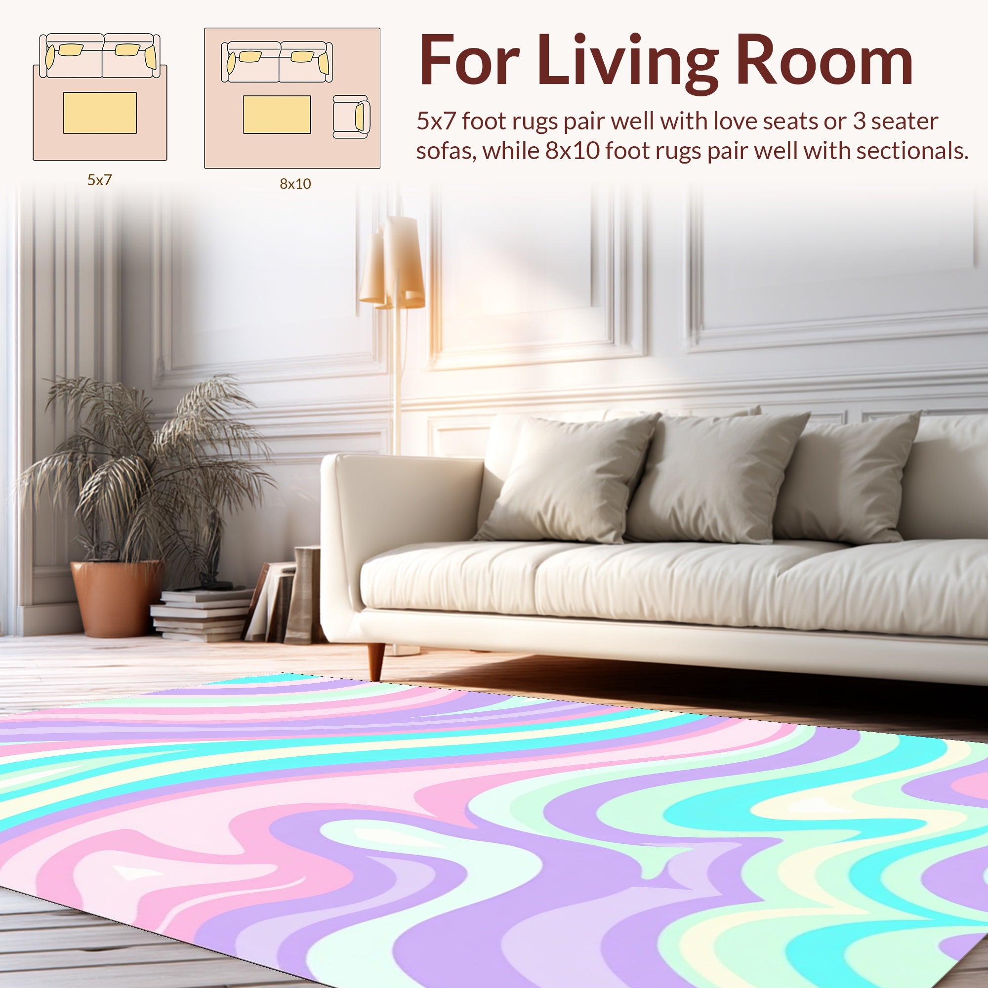Pastel Swirl Patterned Design Rug