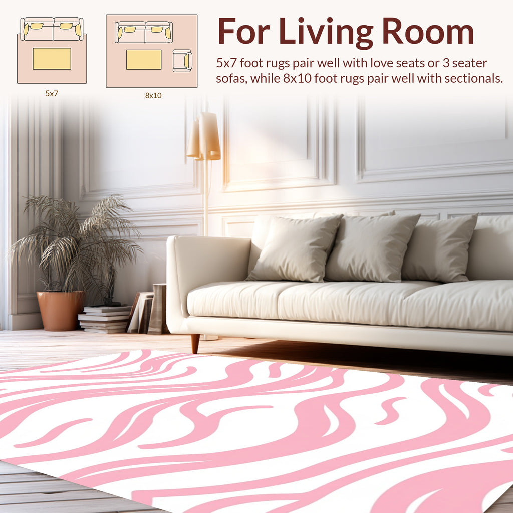 Pink Gentle Wavy Stripe Design Rug