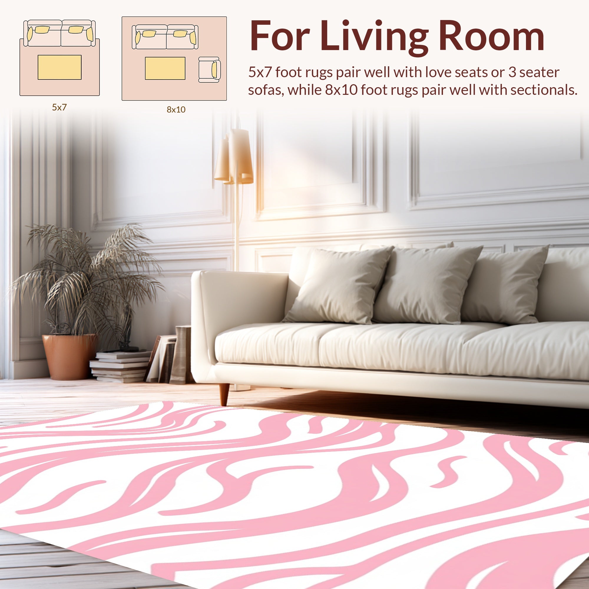 Pink Gentle Wavy Stripe Design Rug