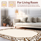 Elegant Swirling Leaf Scroll Border Rug