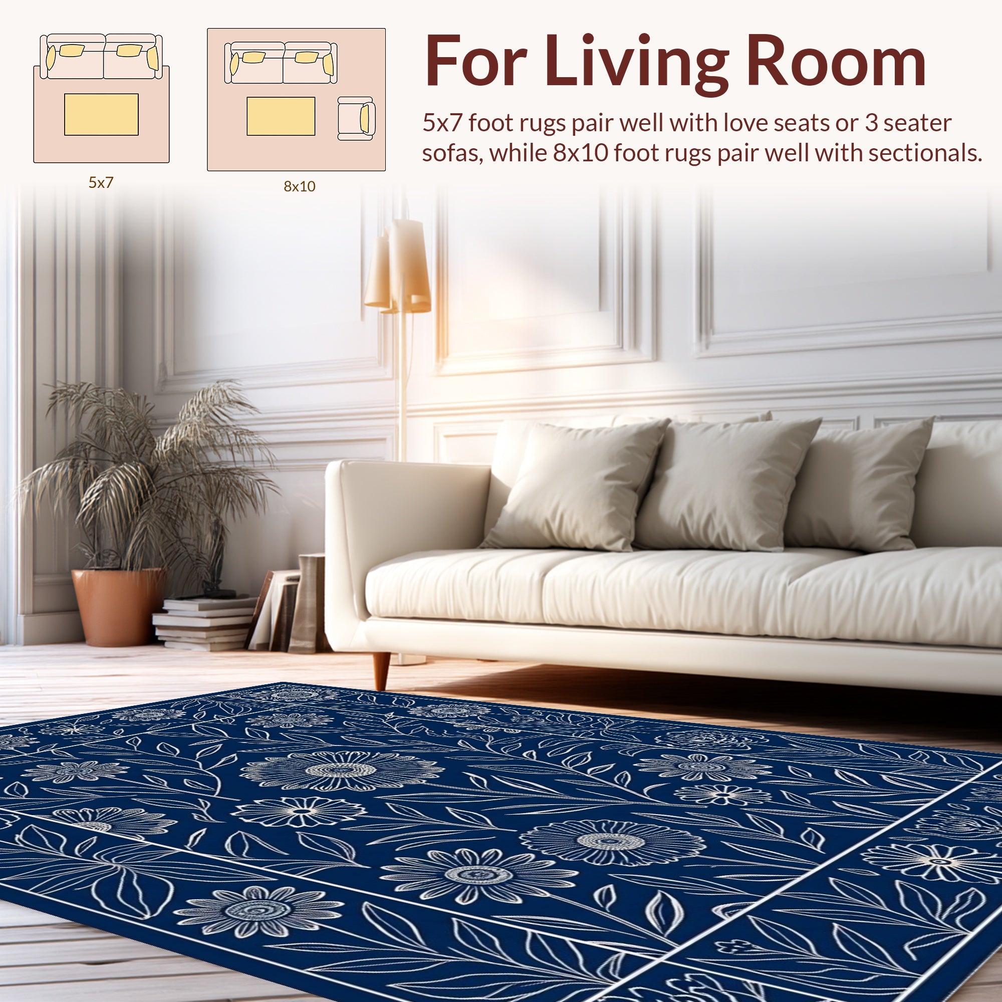 Classic Floral Vine Leaf Pattern Rug