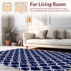 Navy White Diamond Intersecting Line Pattern Rug