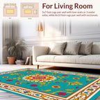Colorful Floral Medallion Border Design Rug