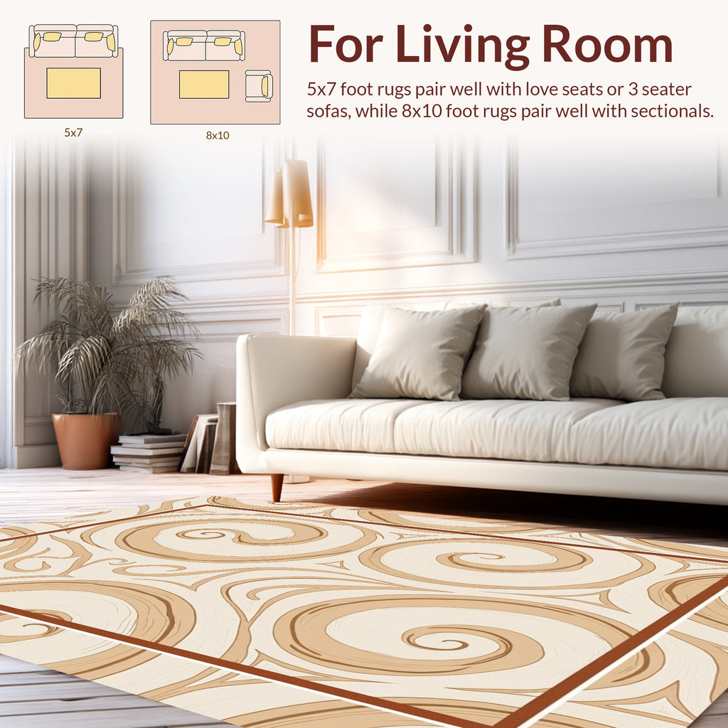 Swirl Pattern Neutral Tones Rug