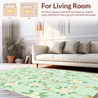 Mint Green Floral Vine Pattern Rug