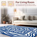 Abstract Blue Wavy Lines Rug