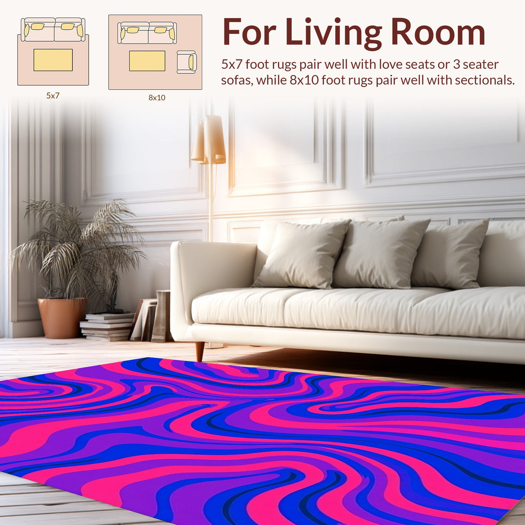 Groovy Swirls Pink Blue Pattern Rug
