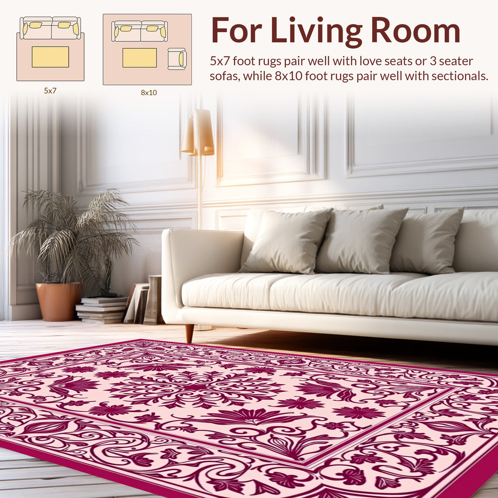 Ornate Floral And Vine Pattern Rug