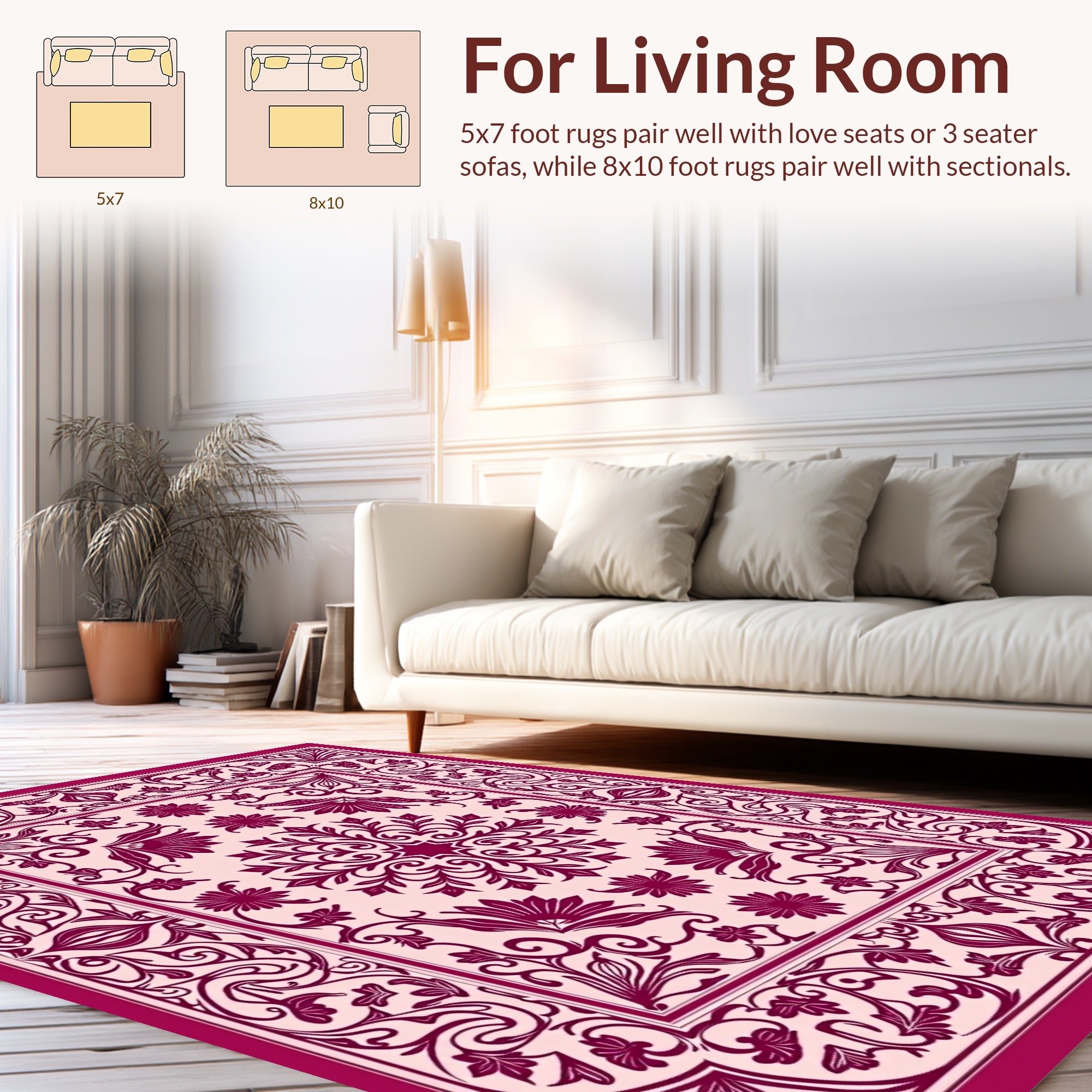 Ornate Floral And Vine Pattern Rug
