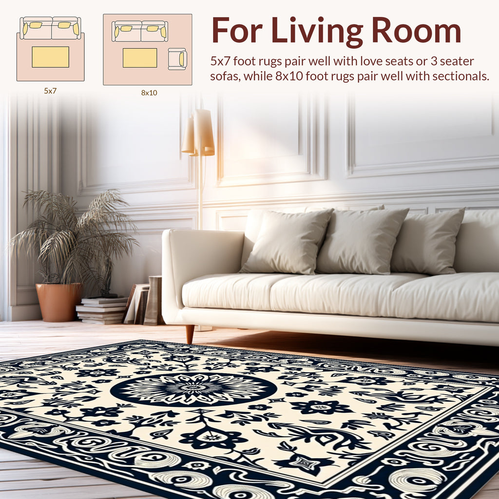 Elegant Floral Medallion Motif Rug