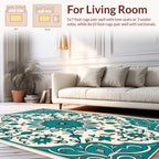 Teal Floral Mandala Medallion Design Rug