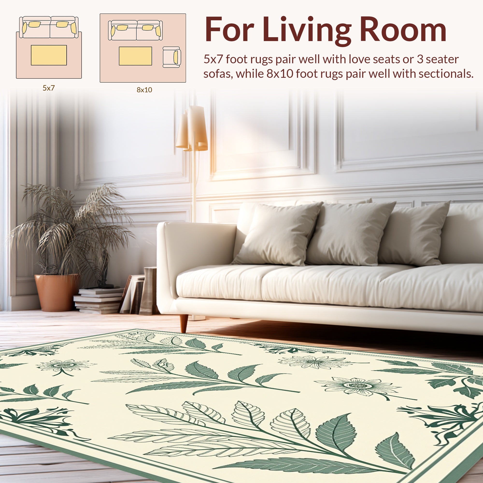 Vintage Botanical Illustration Style Rug