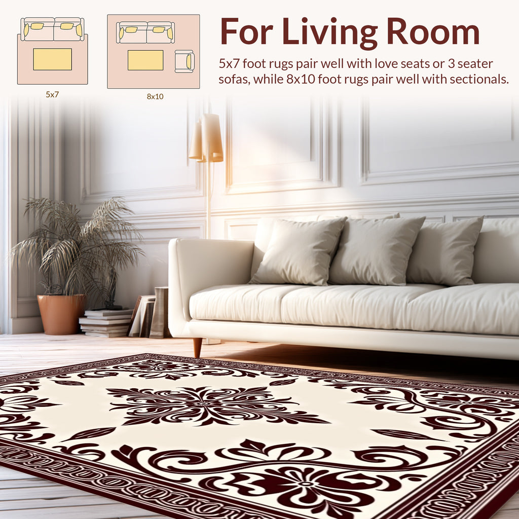 Traditional Floral Scrollwork Cream Rug