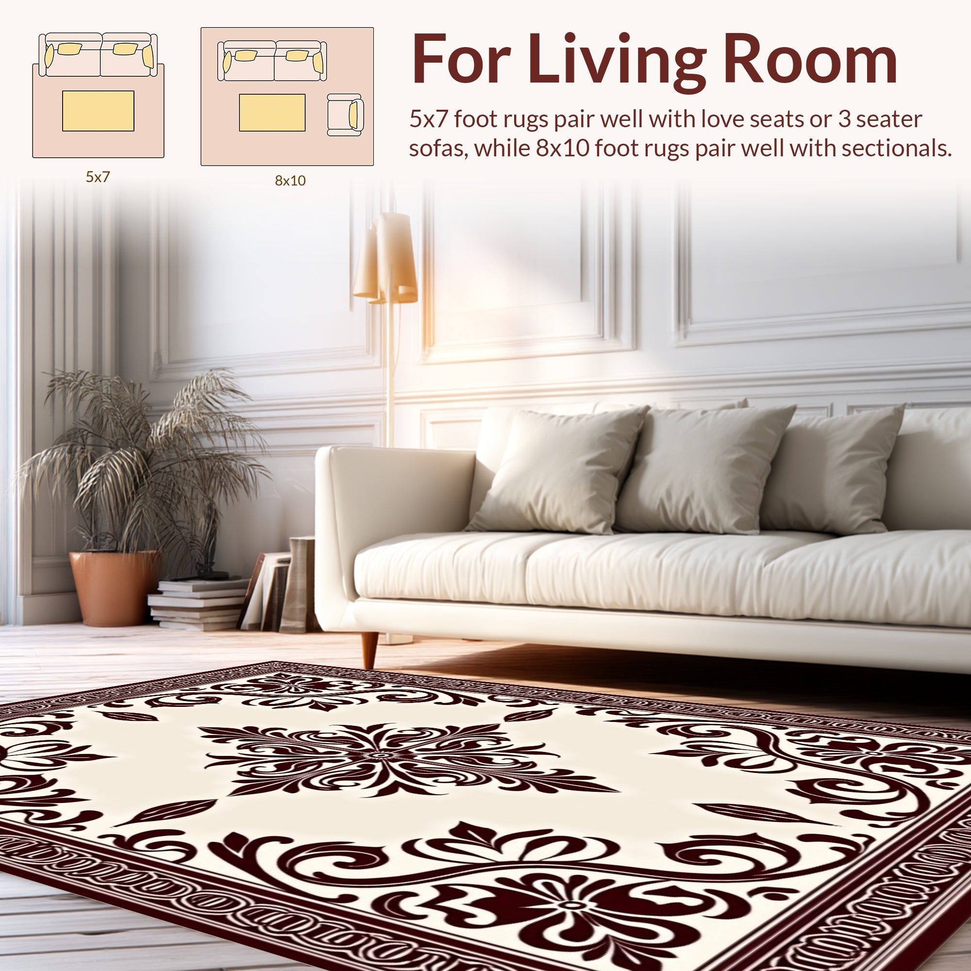 Traditional Floral Scrollwork Cream Rug