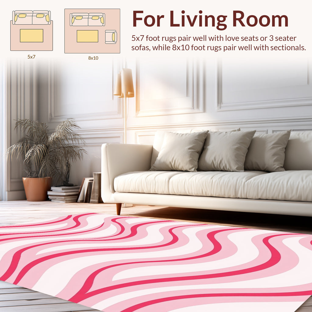 Pink Curving Stripes Design Rug