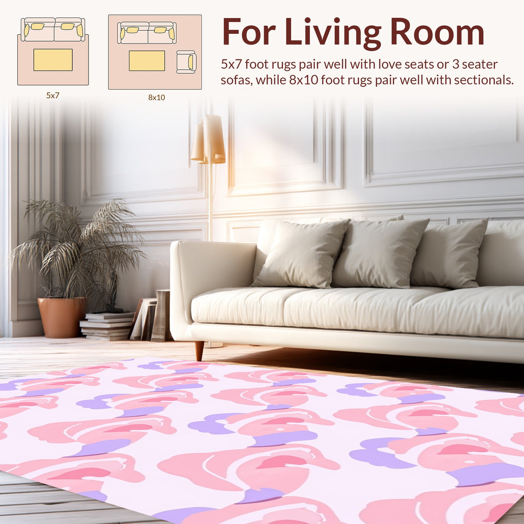 Pastel Pink Purple Abstract Forms Rug