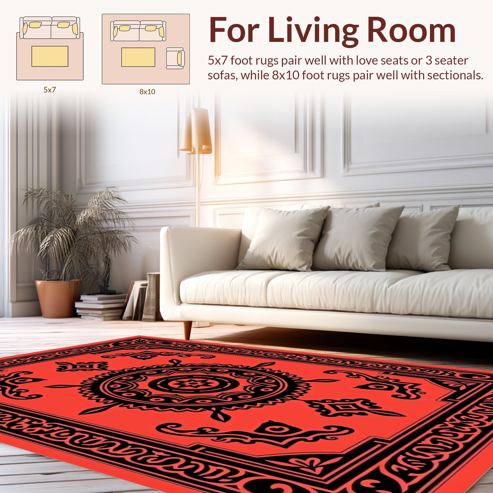 Bold Floral Medallion Intricate Pattern Rug