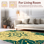 Yellow Teal Abstract Starburst Pattern Rug