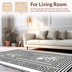 Abstract Maze Geometric Black White Pattern Rug