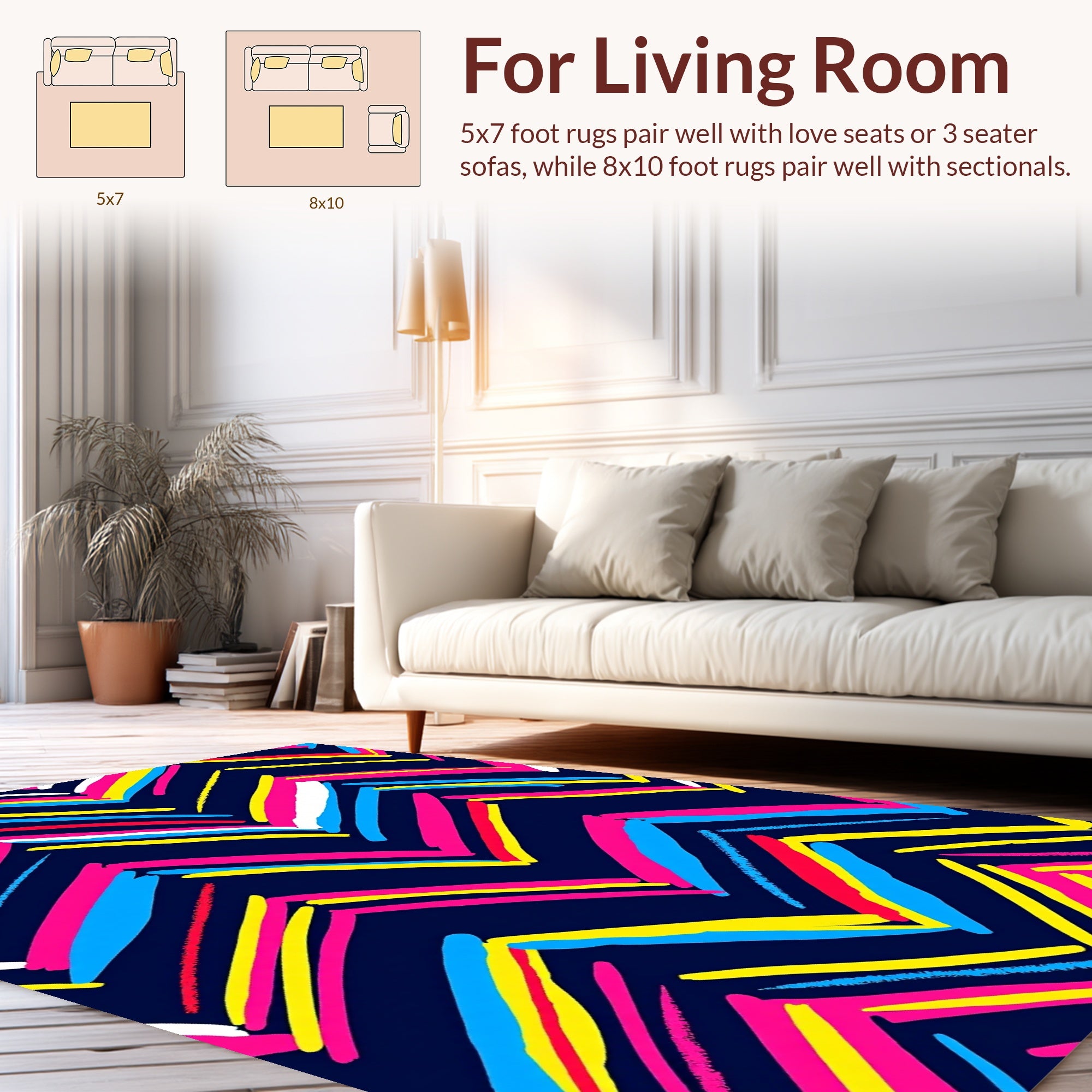 Vibrant Zigzag Brushstroke Pattern Rug
