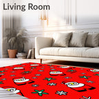 Festive Red Santa Snowflakes Holiday Collage Rug