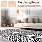 Abstract Black White Floral Design Rug
