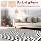 Black White Abstract Labyrinth Pattern Rug