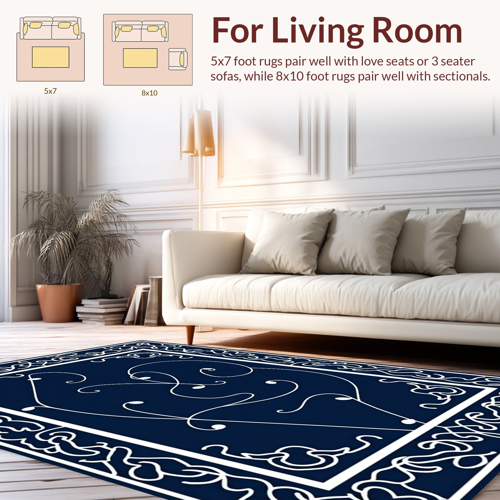 Abstract Swirl Vine Pattern Rug
