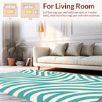 Aqua Cream Sweeping Stripe Pattern Rug