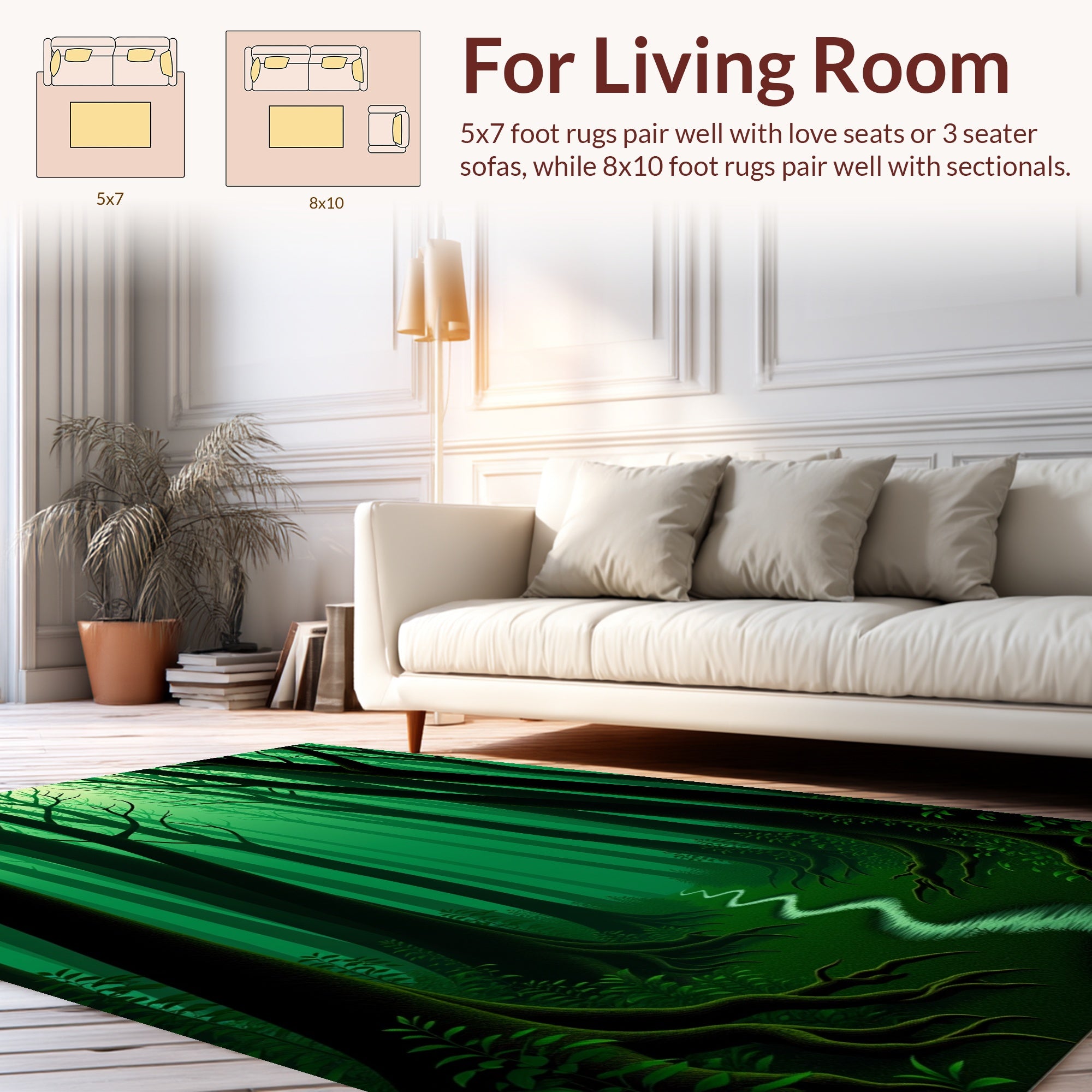 Enchanted Forest Winding River Pattern Rug